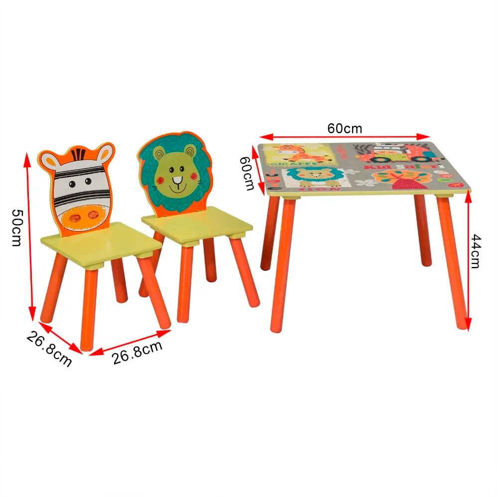 Kindertafel met 2 stoelen (set) Zoo