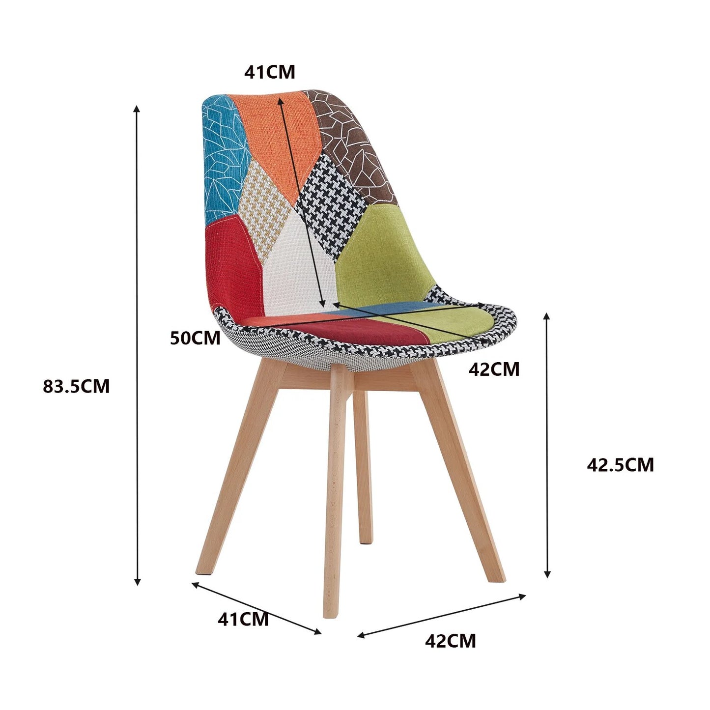 Eetkamerstoel Casu patchwork (set van 4 stuks)