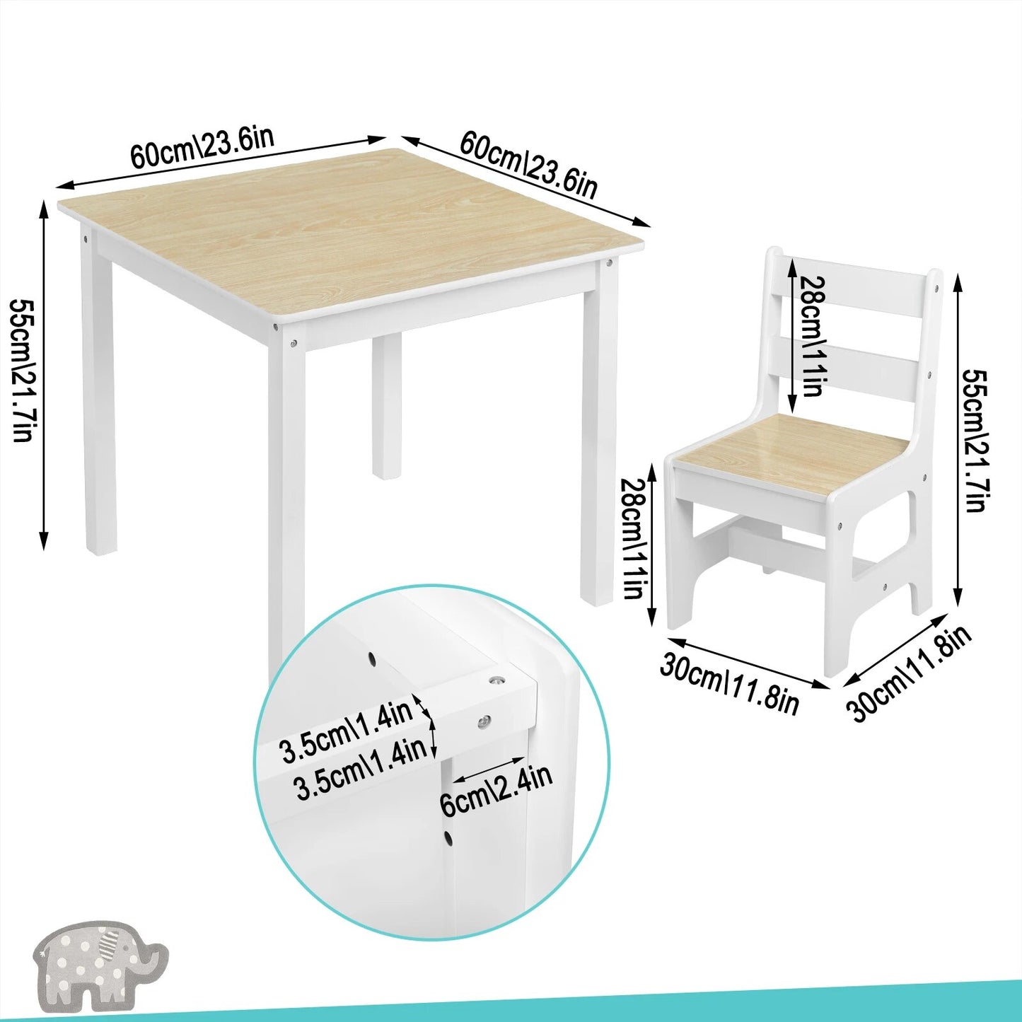 Kindertafel met 2 stoelen (set) Loona