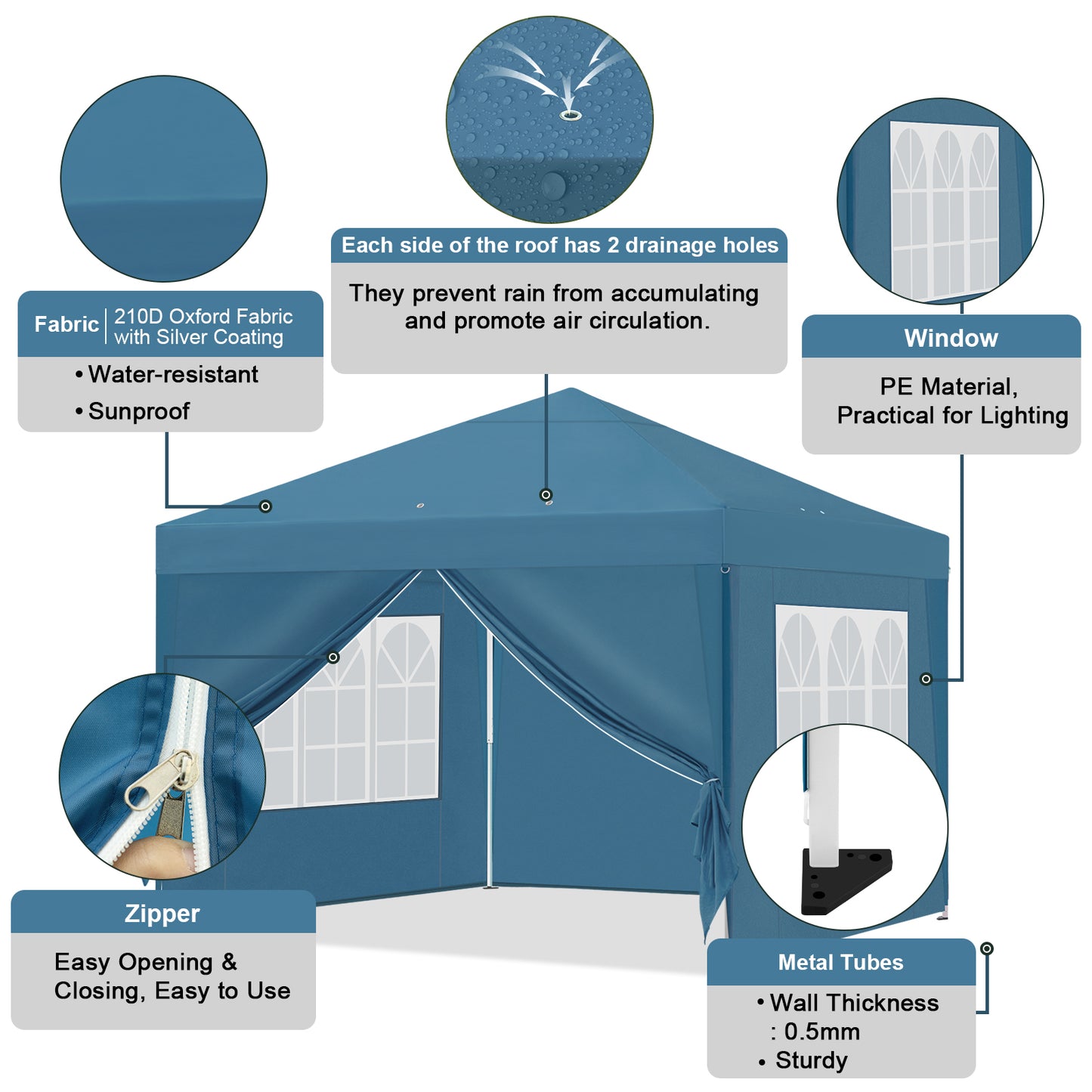 Opvouwbare partytent Blue 3x3m