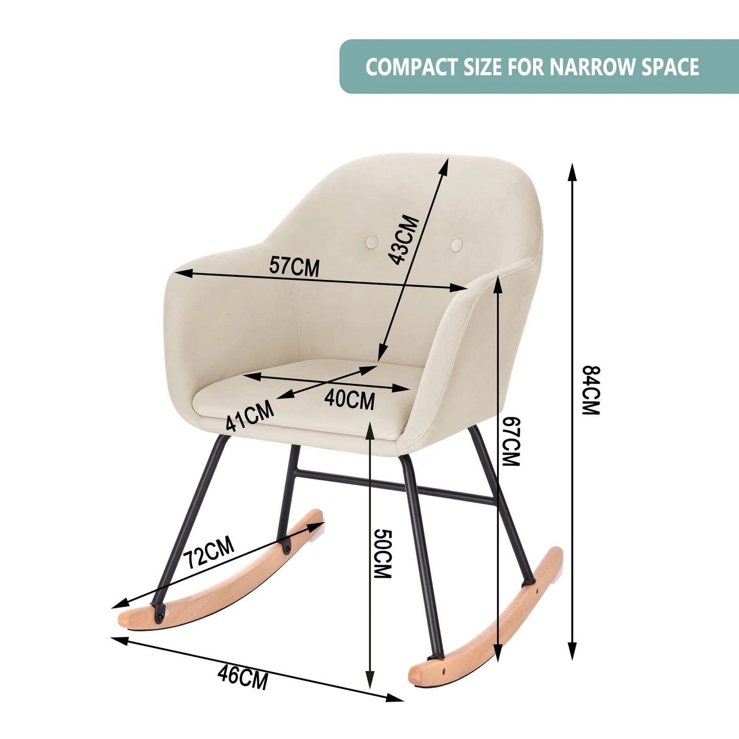 WOLTU Hübscher kleiner Schaukelstuhl, Rocker Relax Chaise Lounge Chair, Relaxsessel mit bequemem, gepolstertem Sitz