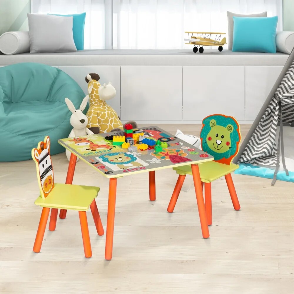 Kindertafel met 2 stoelen (set) Zoo