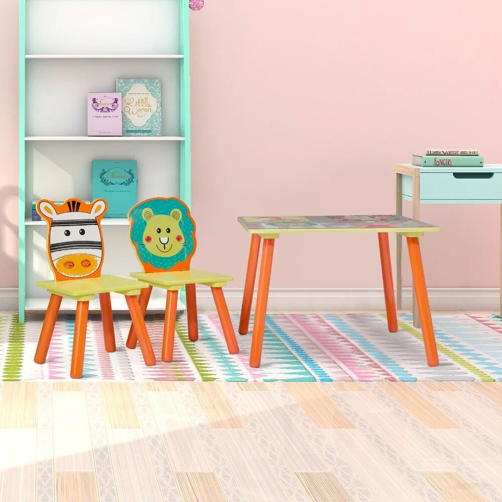 Kindertafel met 2 stoelen (set) Zoo