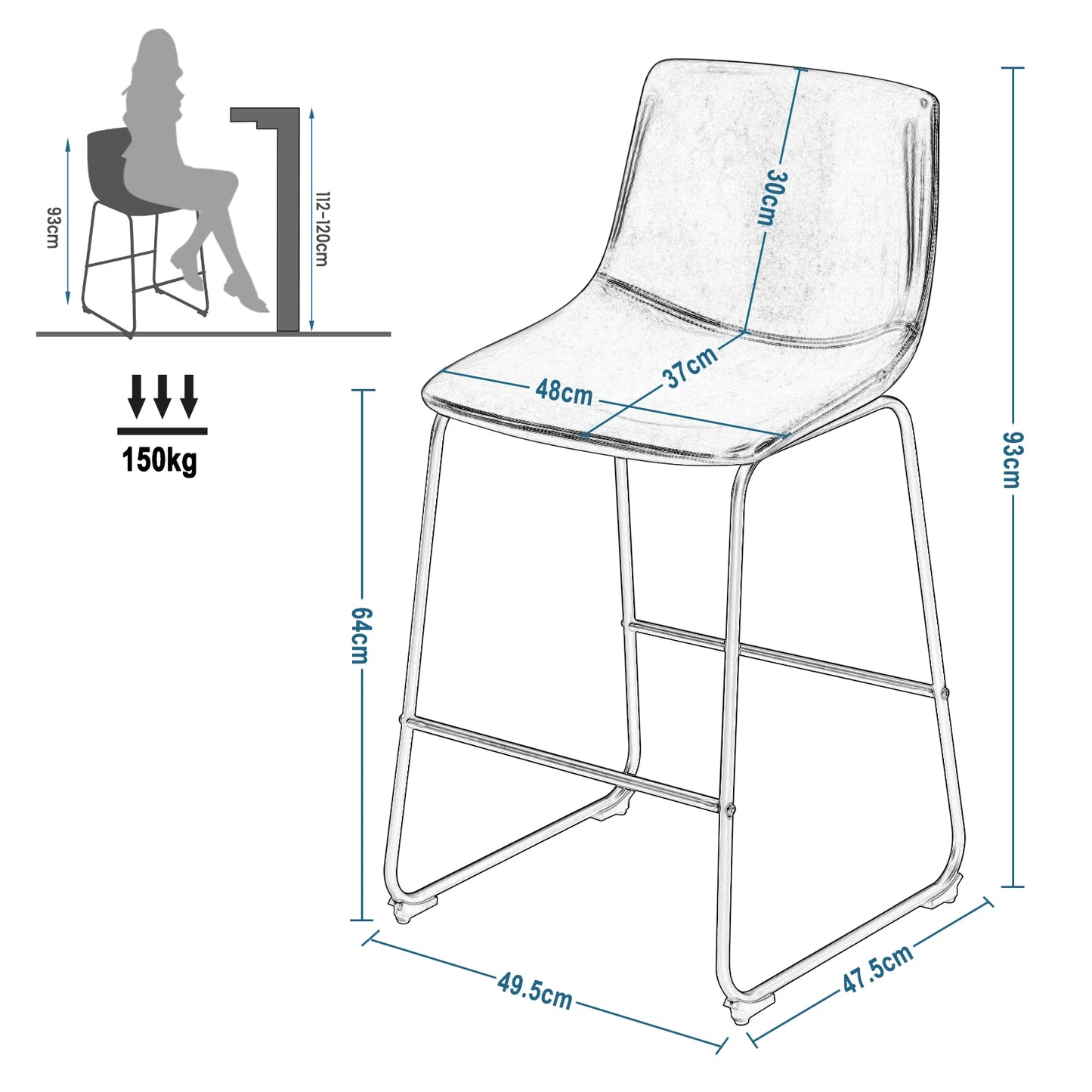 Barkruk Faux (set van 2 stuks)