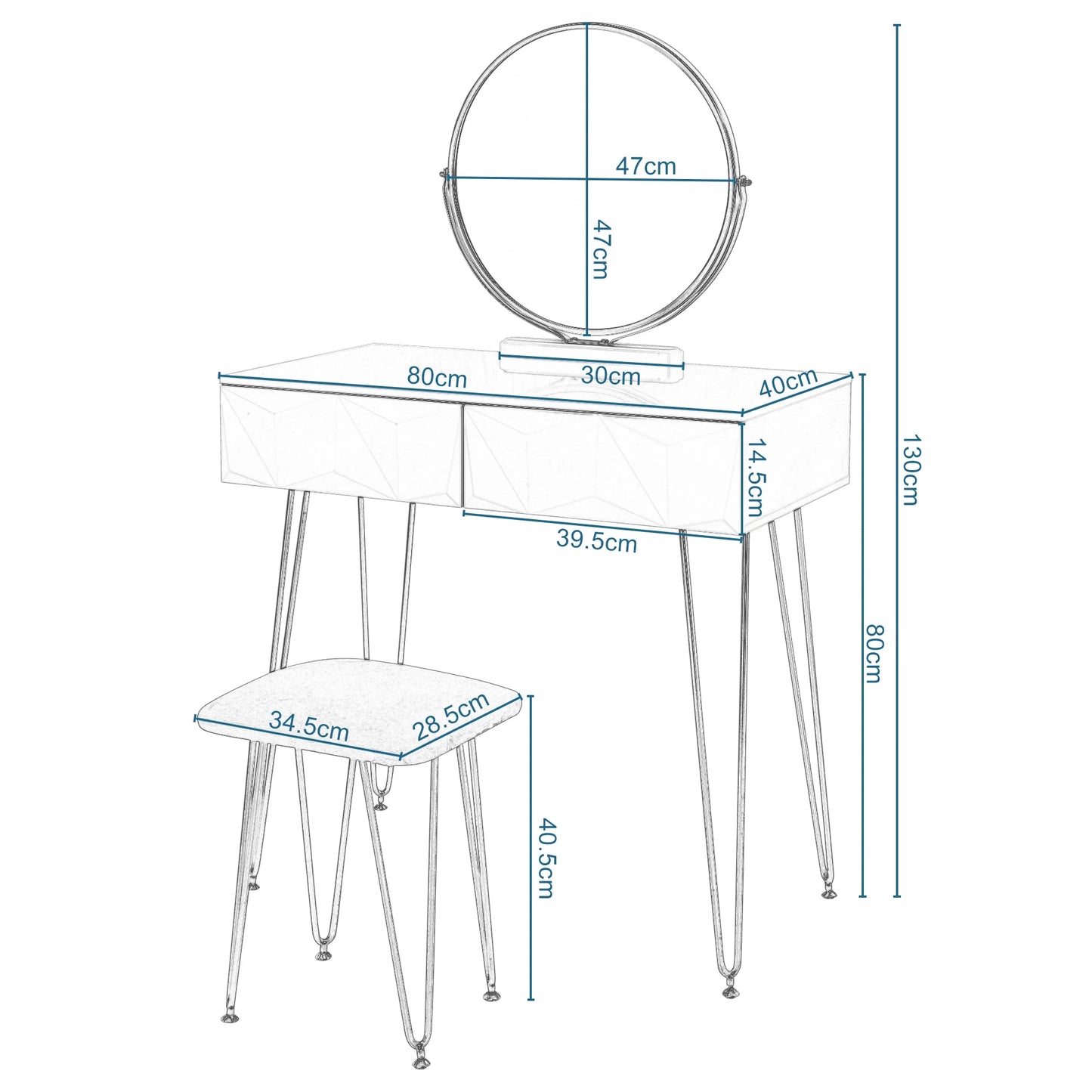 Kaptafel set (3-deig) Milano