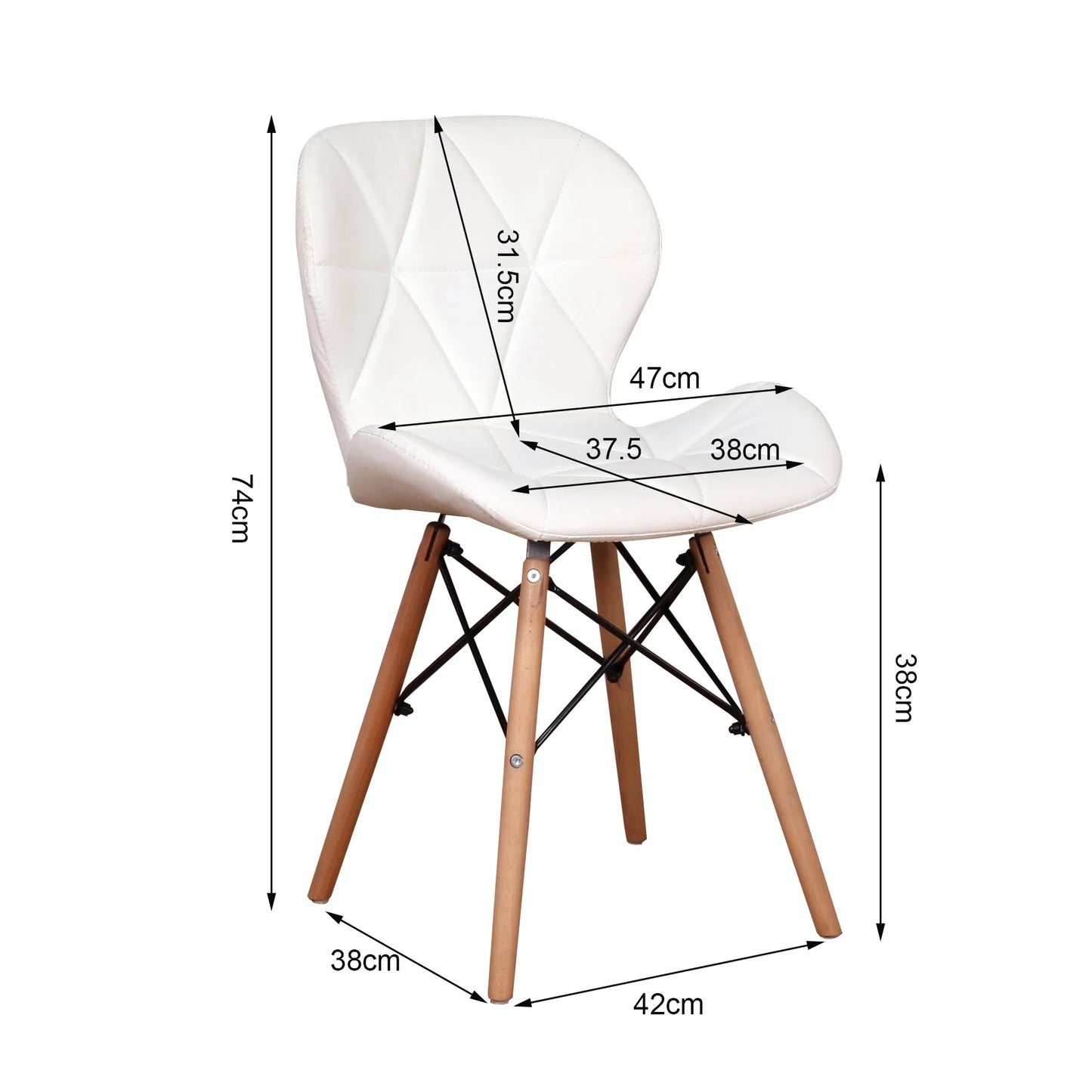 Ein Satz mit 8 mittelalterlichen Esszimmerstühlen, hochwertige PU-Stühle mit Metallfüßen für das Esszimmer in der Küche (Weiß/Grau/Schwarz/Braun)