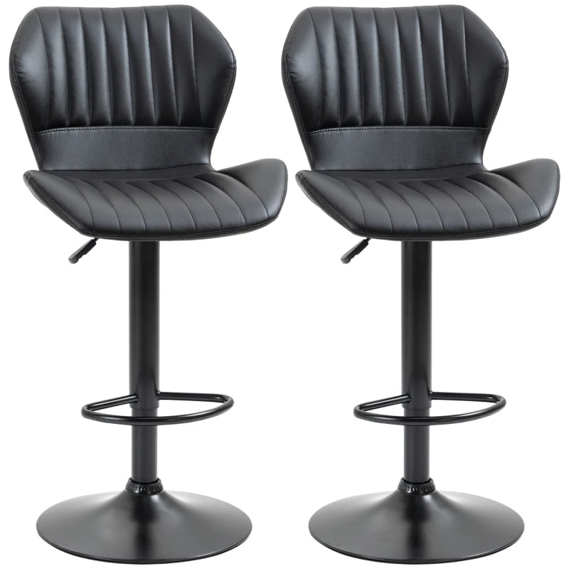 Bar chair, bar stool, bar chair 2 sets, rotating, height adjustable 48.5 x 55.5 x 90-110 cm faux leather + steel black