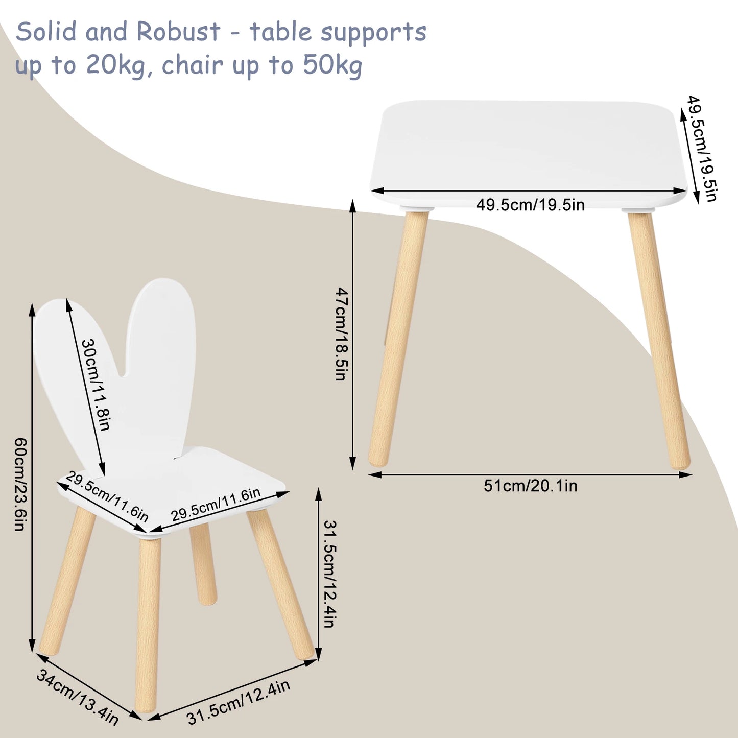 Kindertafel met 2 stoelen (set) Vlinder