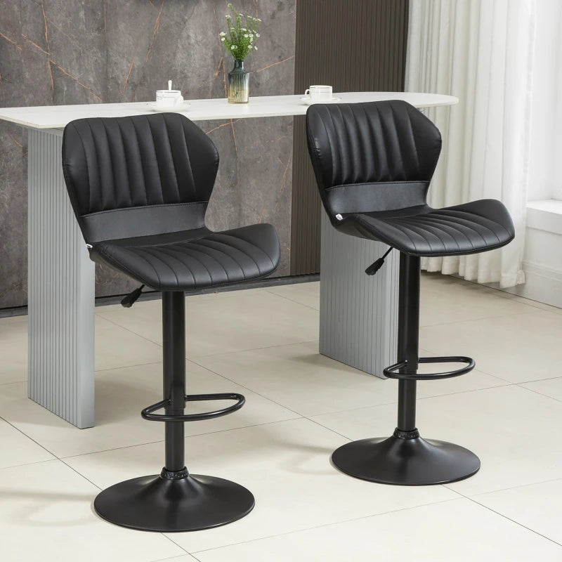 Bar chair, bar stool, bar chair 2 sets, rotating, height adjustable 48.5 x 55.5 x 90-110 cm faux leather + steel black