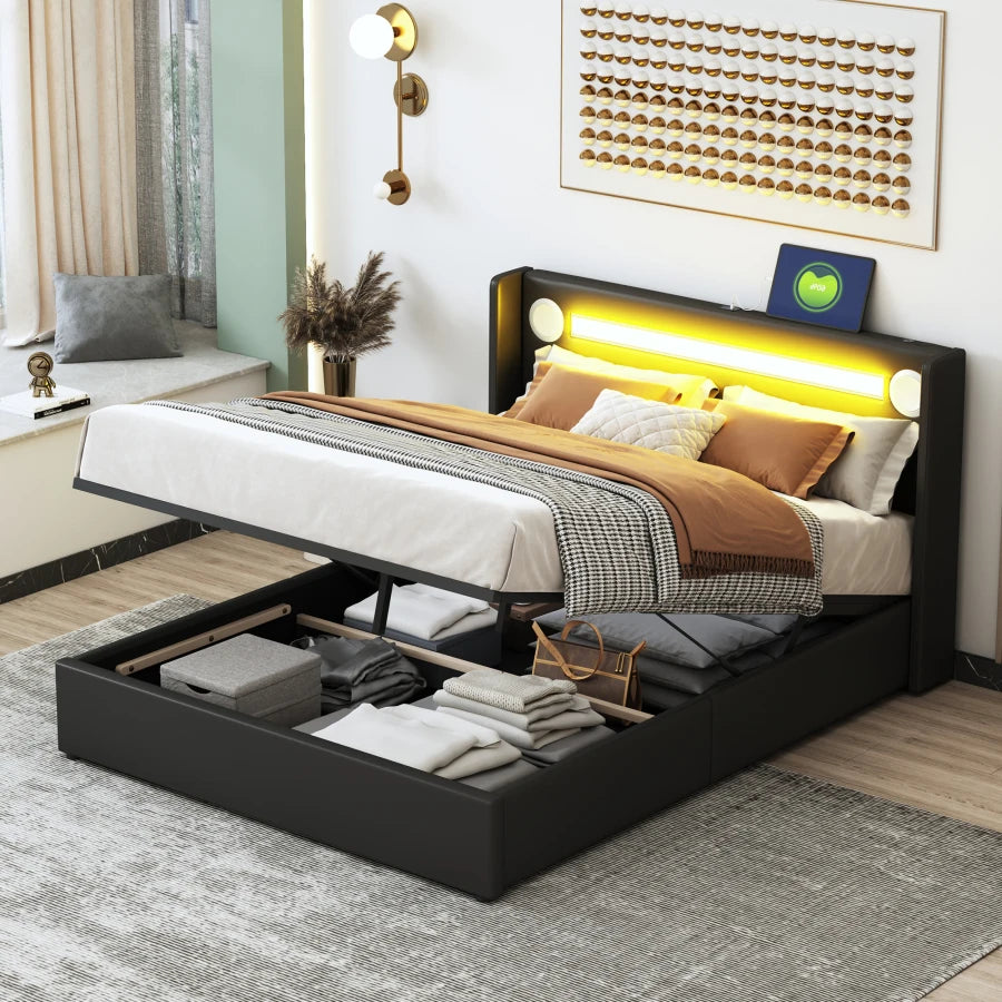 Bed Sound II met LED, bluetooth speler en 2 USB oplaadpoorten