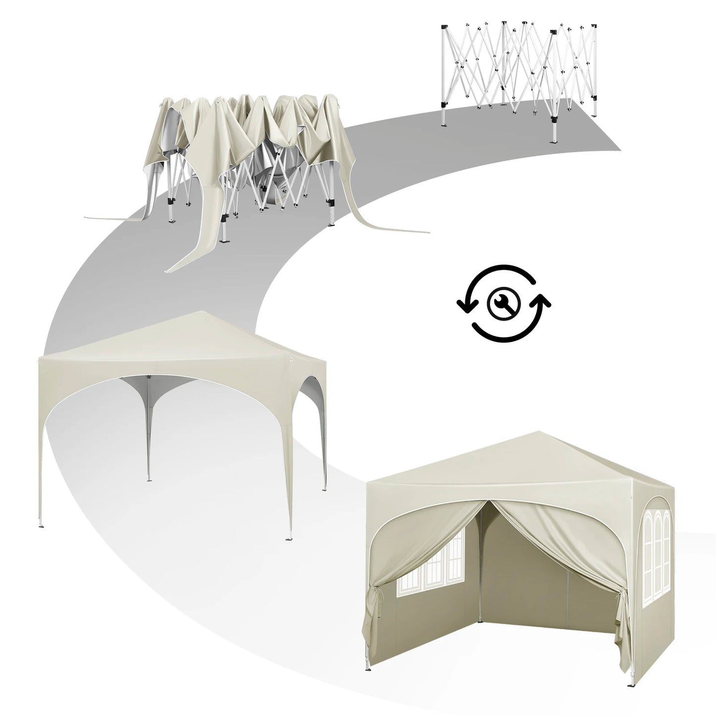 Opvouwbare Partytent Londen 3m x 3m (incl. 4 zijwanden)