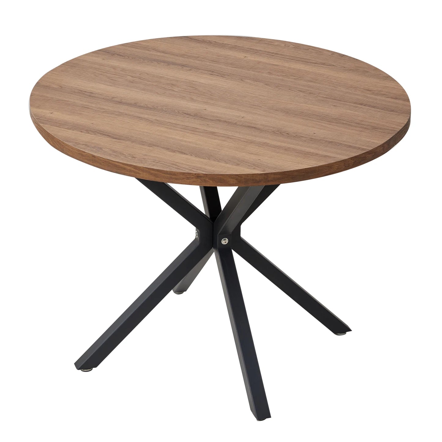 EGOONM Nordic Round Table Solid Wood Table with Wooden Lid and Steel Frame Coffee Tables Living Room Office Home Furniture 100CM