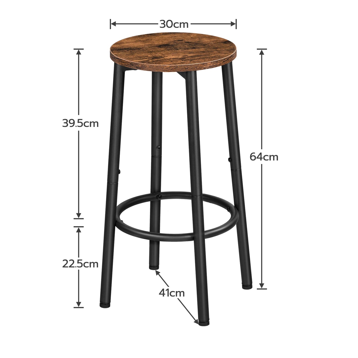 HOOBRO 2 Stück Barstuhl-Sitz, Metallbeine, Küchentheke, Barhocker-Set mit Fußstütze, Holz-Hochhocker, nordisches Pub-Zubehör