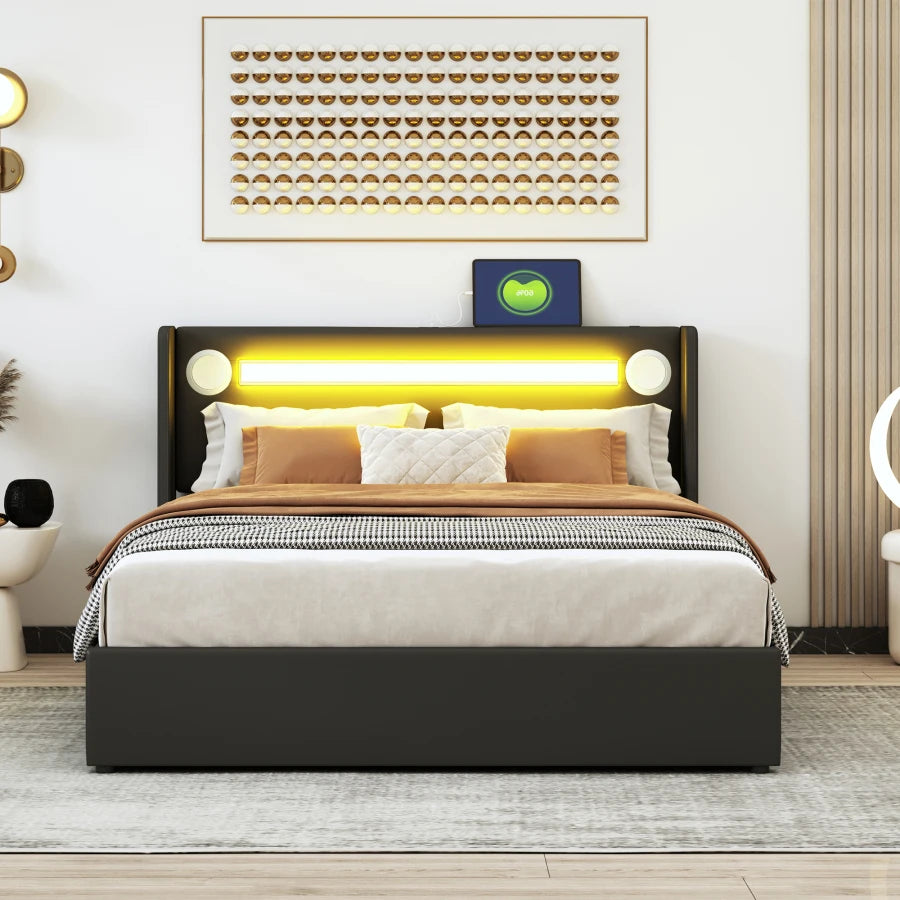 Bed Sound II met LED, bluetooth speler en 2 USB oplaadpoorten