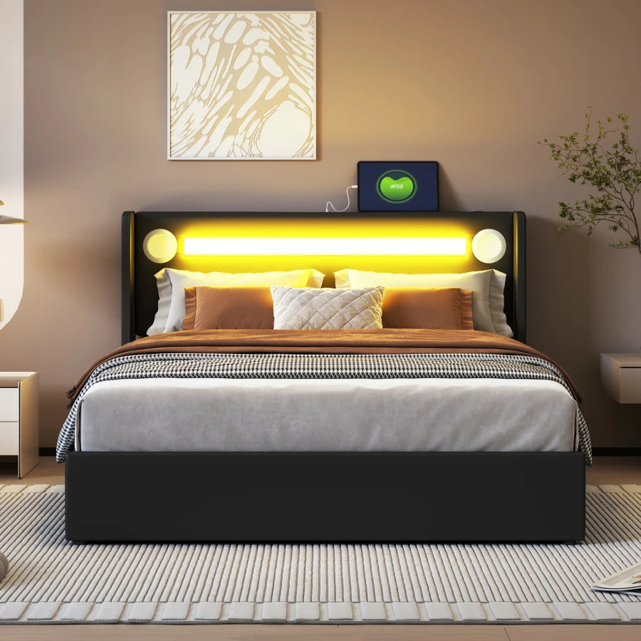 Bed Sound II met LED, bluetooth speler en 2 USB oplaadpoorten