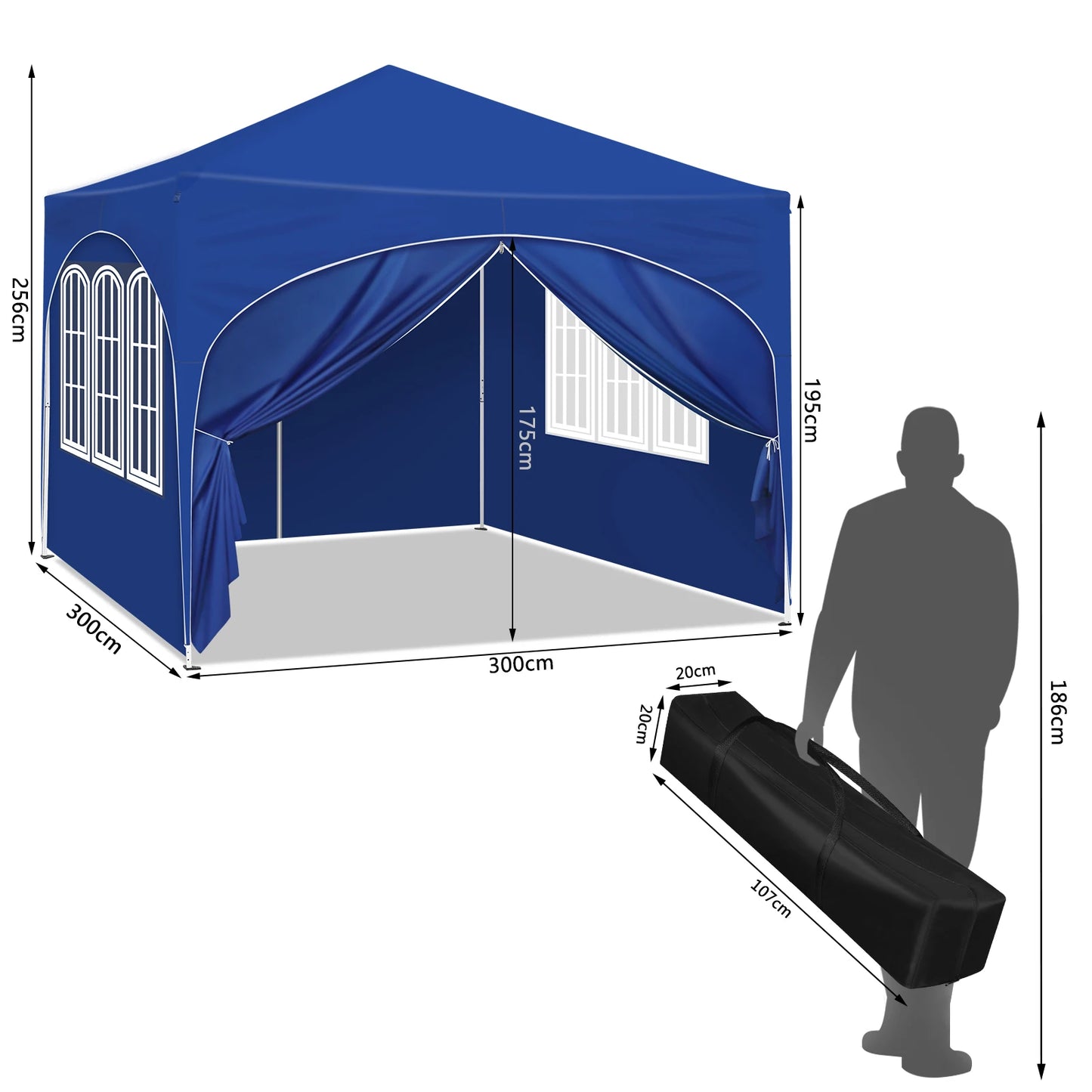 Opvouwbare Partytent Londen 3m x 3m (incl. 4 zijwanden)