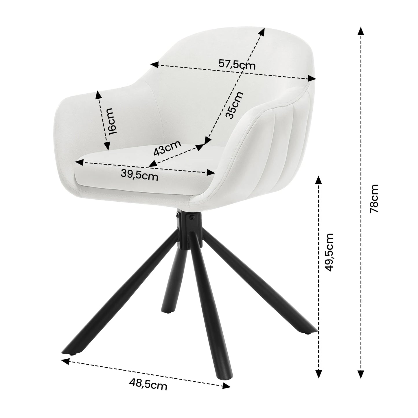 WOLTU 2 TEILE/SATZ Gepolsterter Drehstuhl für die Küche, Designer-Esszimmerstuhl mit Armlehnen, ergonomischer Loungesessel für das Wohnzimmer