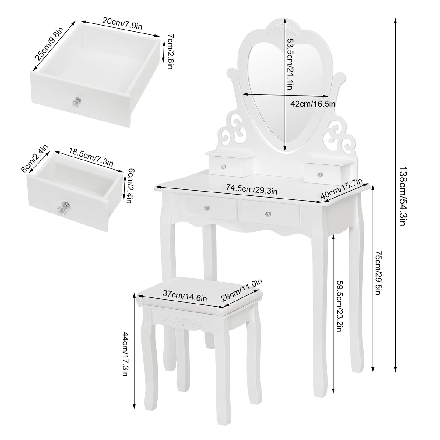 Kaptafel set (3-delig) Paris