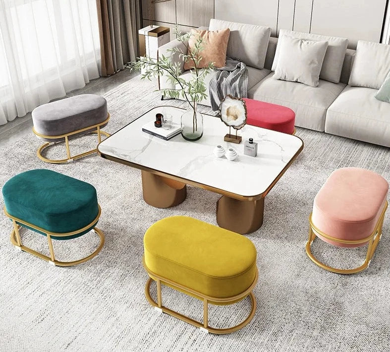 Nordic Wohnzimmer Stoff Handwerk Schuh Ändern Hocker Hause Tür Umkleidekabine Sofa Hocker Oval Internet Celebrity Rest Hocker