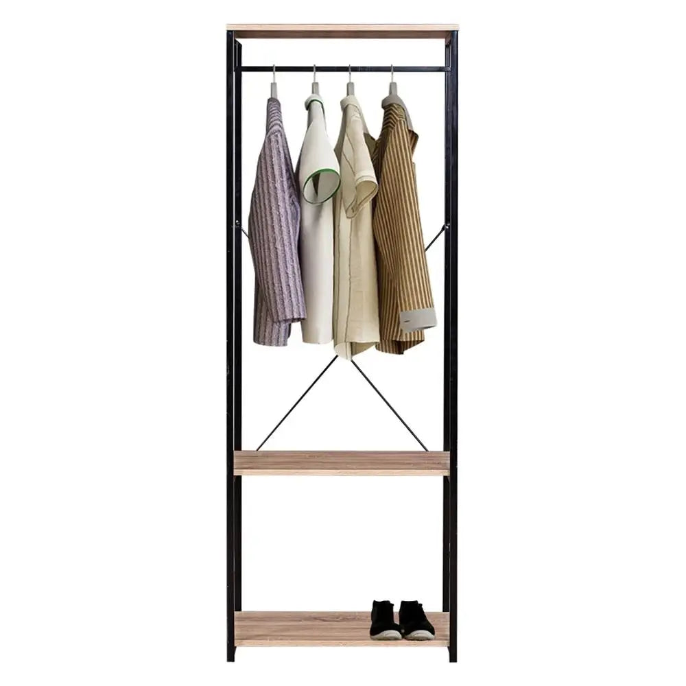 Bedroom Hanging Clothes Rail Heavy Duty Coat Stand Rack with Shoe Rack Storage Shelves Organizer Wardrobe Hanger Home