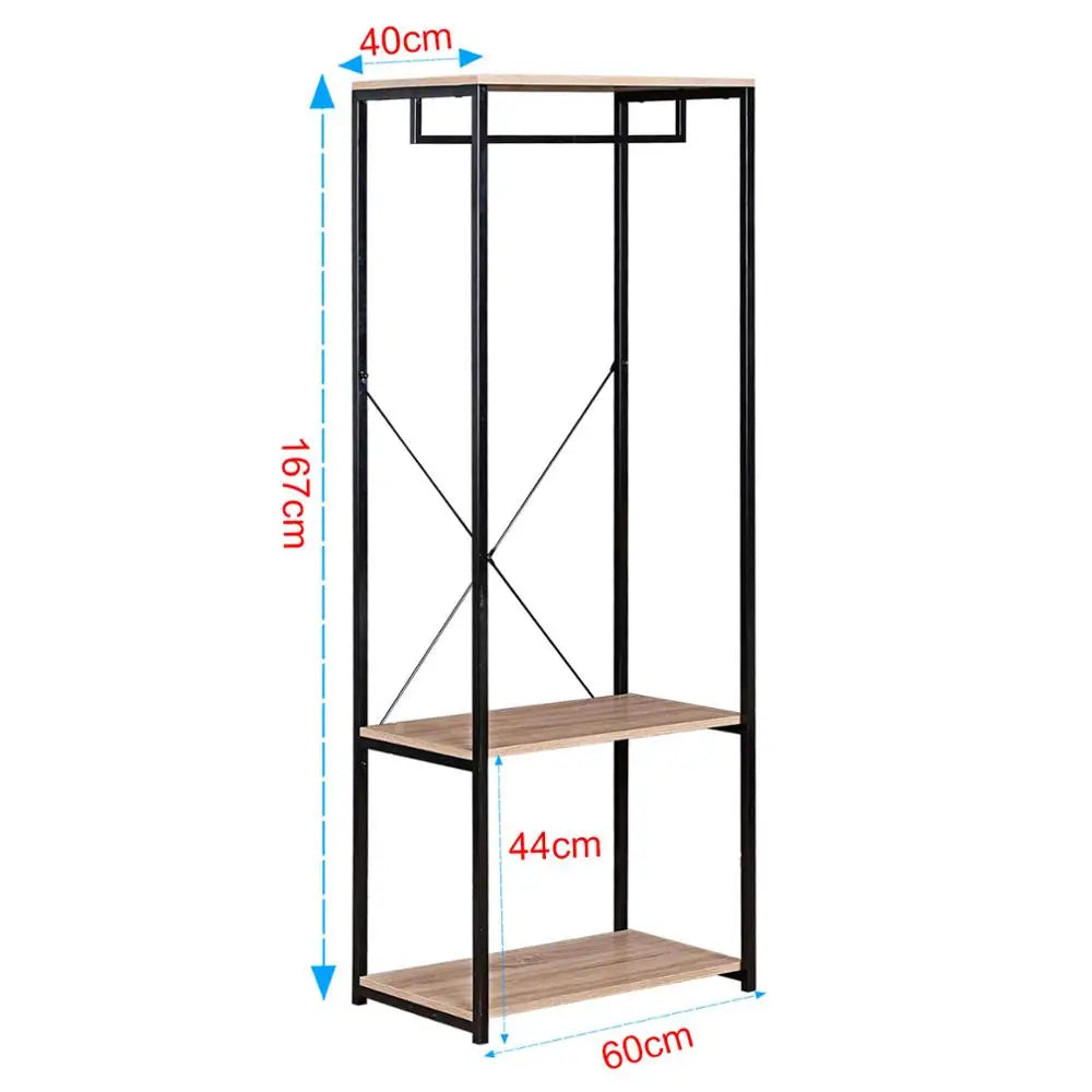 Bedroom Hanging Clothes Rail Heavy Duty Coat Stand Rack with Shoe Rack Storage Shelves Organizer Wardrobe Hanger Home