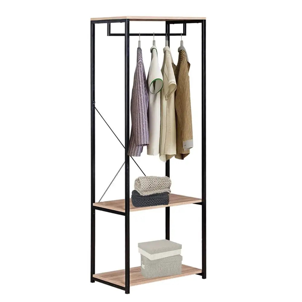 Bedroom Hanging Clothes Rail Heavy Duty Coat Stand Rack with Shoe Rack Storage Shelves Organizer Wardrobe Hanger Home