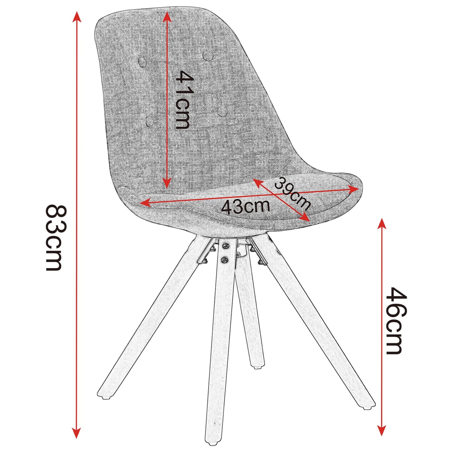 2PCs Nordic Frühstück Esszimmerstühle Küchenhocker mit Rückenlehne Weich gepolsterter Sitz Massivholzbeine Stuhl für Esszimmer Wohnzimmer